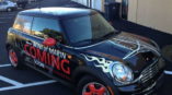 Vehicle wrap on a Mini Cooper