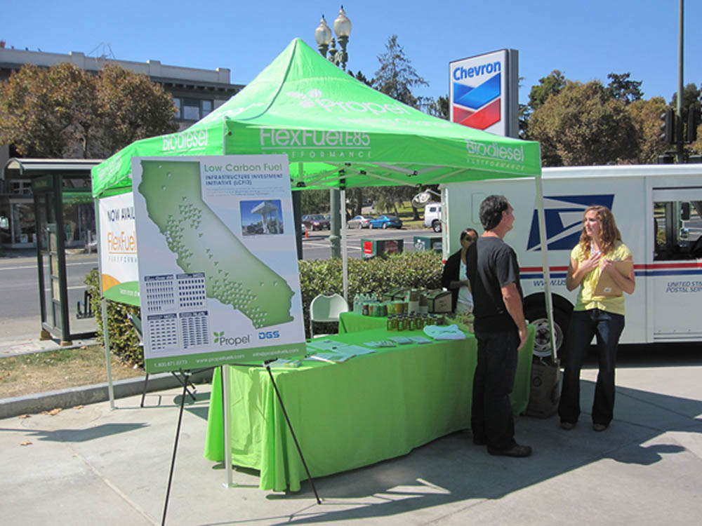 FlexFuel event tent at a corporate event