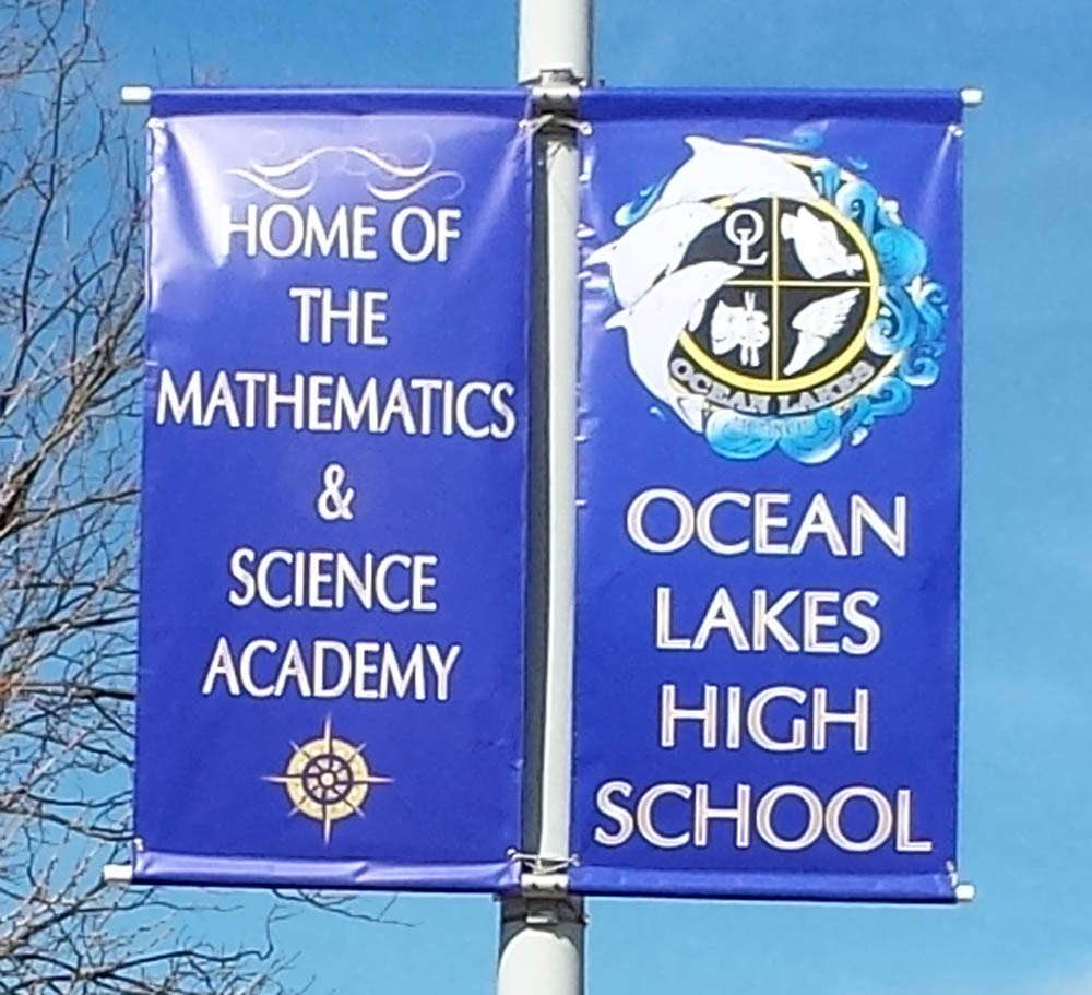 Ocean Lakes High School outdoor banners on light post