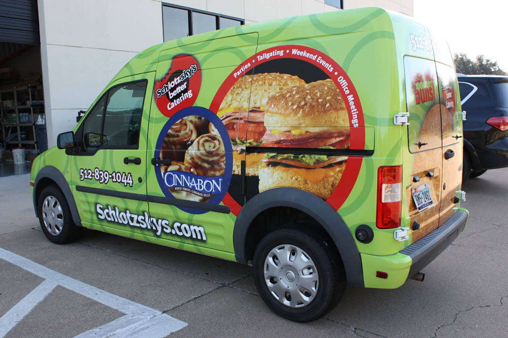 Schlotzskys commercial van wrap