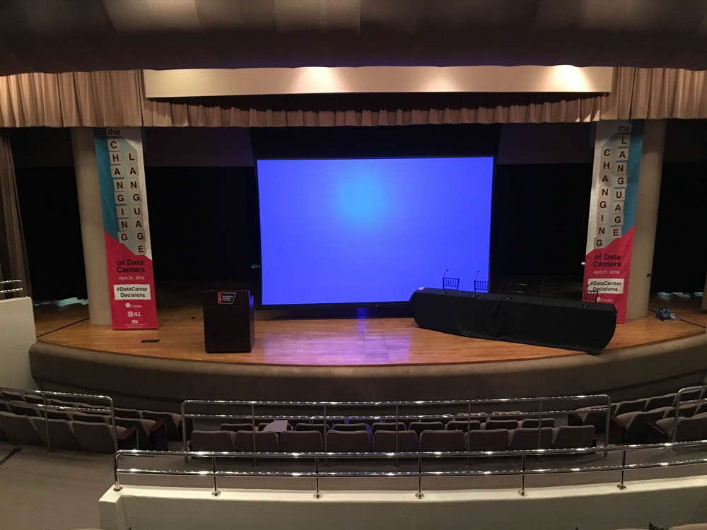 Stage with banners and tables