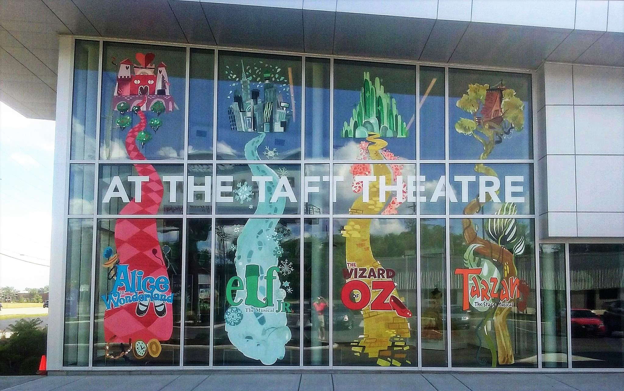 Window graphics at Taft Theatre enlarged