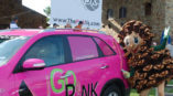 SUV graphic wrap with mascot at The Pink 5k