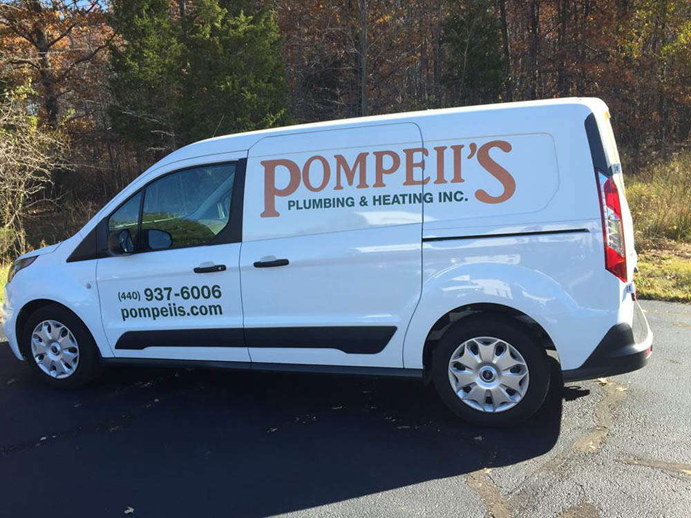 Pompeii's Plumbing graphic van wrap side view