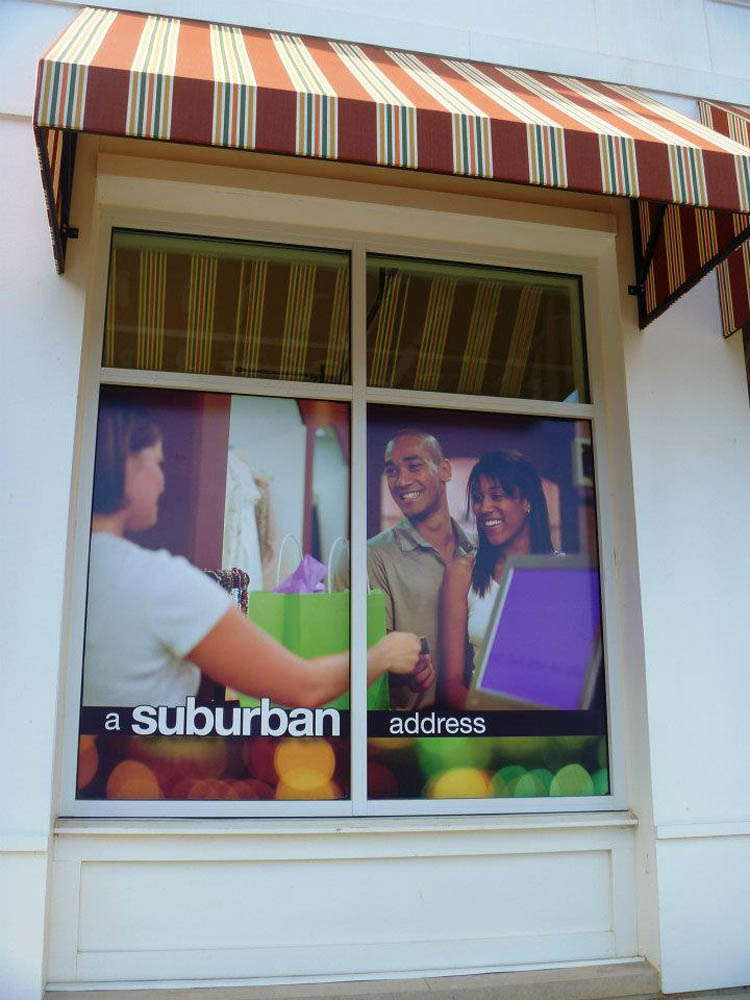 A suburban address window advertisement