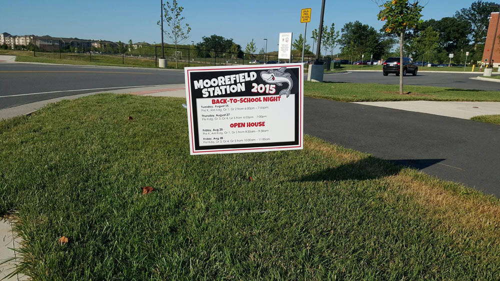 Moorefield Station Back to School Night signage