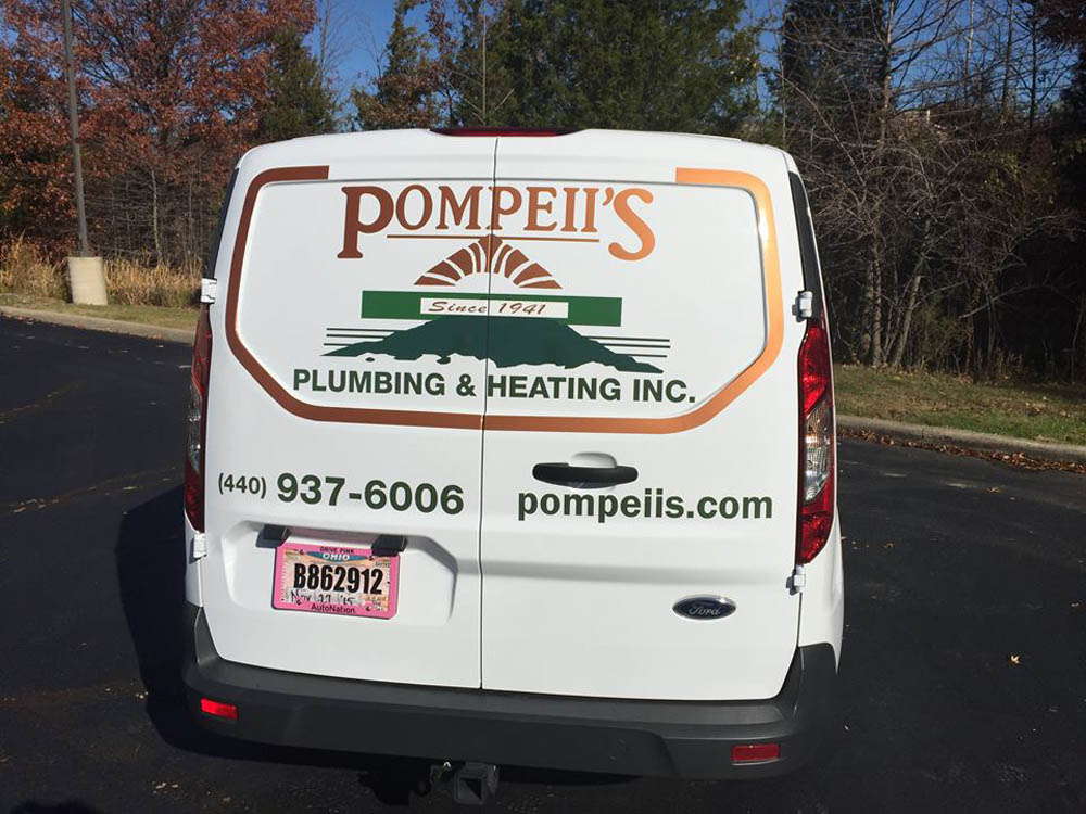 Pompeii's Plumbing graphic van wrap