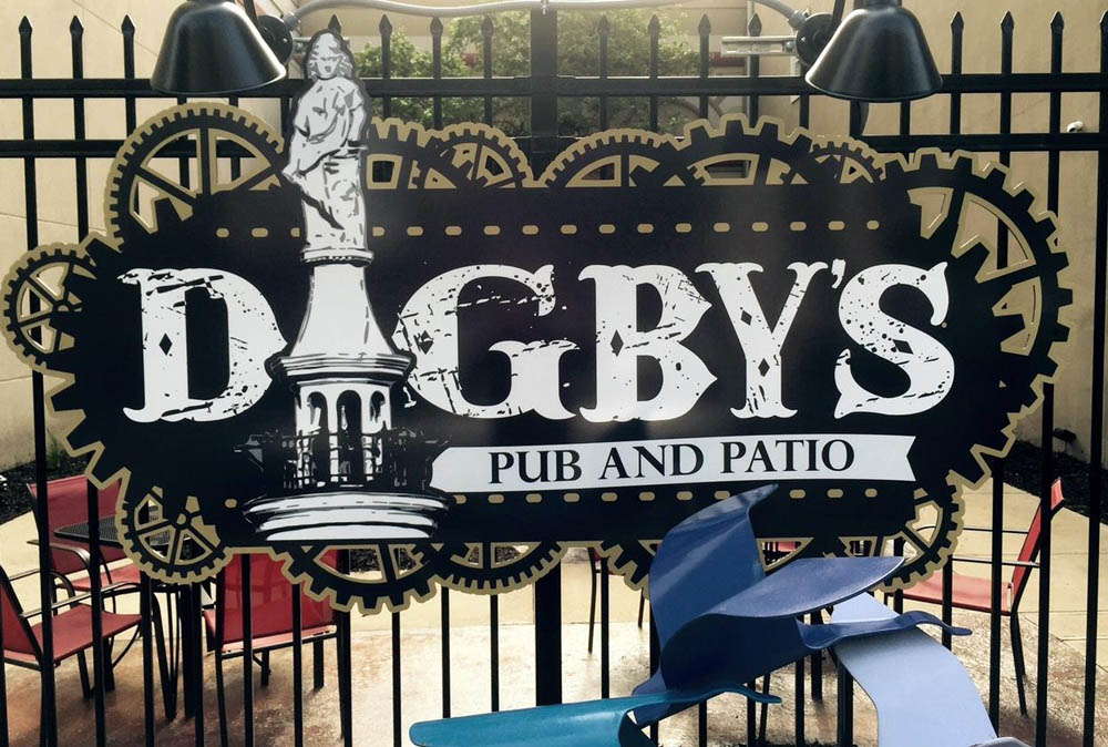 Dagby's Pub and Patio logo on gate