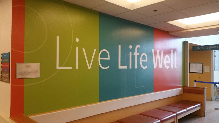 Hospital clinic wall graphic live life well