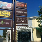 Outdoor signage at shopping center 