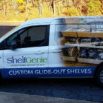 Work van wrapped with Shelf Genie graphics. 