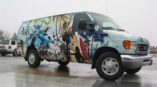 Ford van with art on it