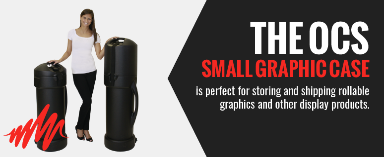 The OCS small graphics case is perfect for storing and shipping rollable graphics and other display products