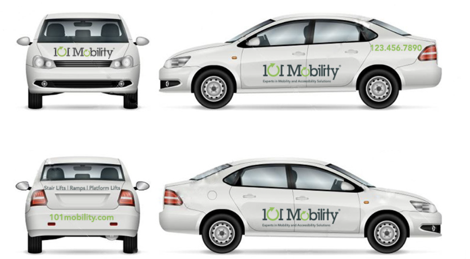 101 mobility partial car wrap